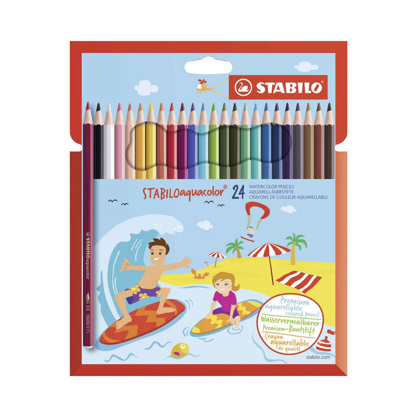 Stabilo | Aquacolor Colouring Pencils | Wallet Of 24 Assorted Colours