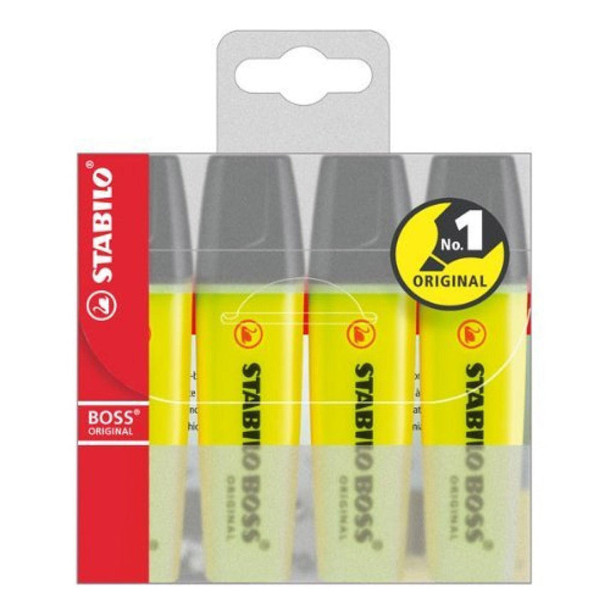 Stabilo | Boss Original | Highlighter Pen | Wallet Of 4 Fluorescent | Yellow