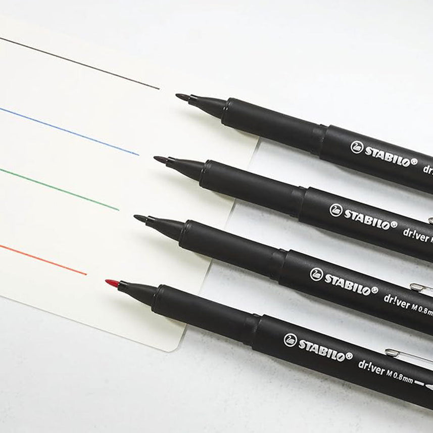 Stabilo | dr!ver Series | Premium Fineliner | 0.8mm | Medium | Black