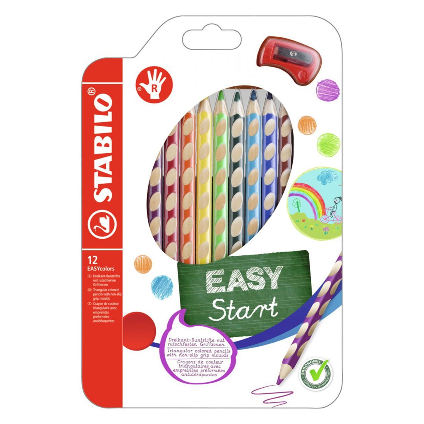 STABILO Easycolours Ergonomic Colouring Pencils - Set of 12(for Left Handers)