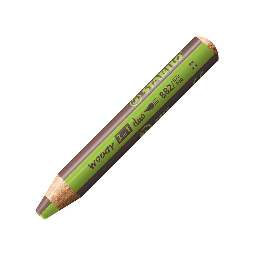 Stabilo | Multi-Talented Pencil | Woody 3 In 1 Duo | Light Green/Brown | 1 Piece