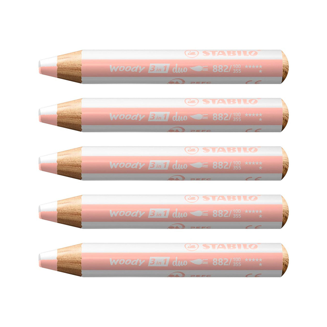 Stabilo | Multi-Talented Pencil | Woody 3 In 1 Duo | White/Apricot | Pack of 5