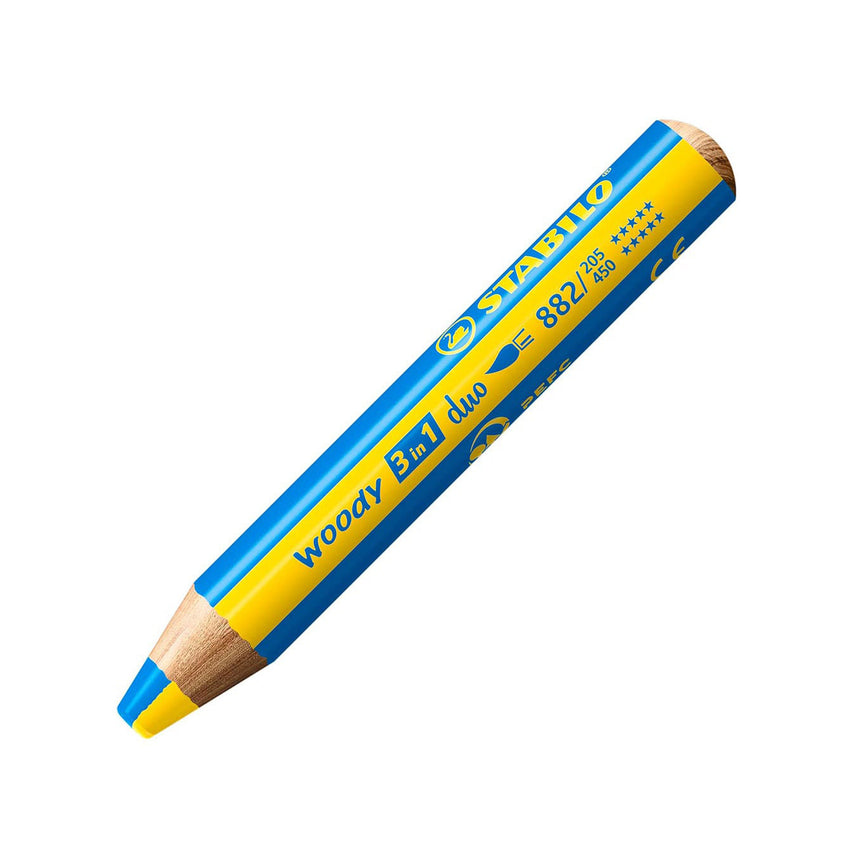 Stabilo | Multi-Talented Pencil | Woody 3 In 1 Duo | Yellow/Cyan Blue | 1 Piece