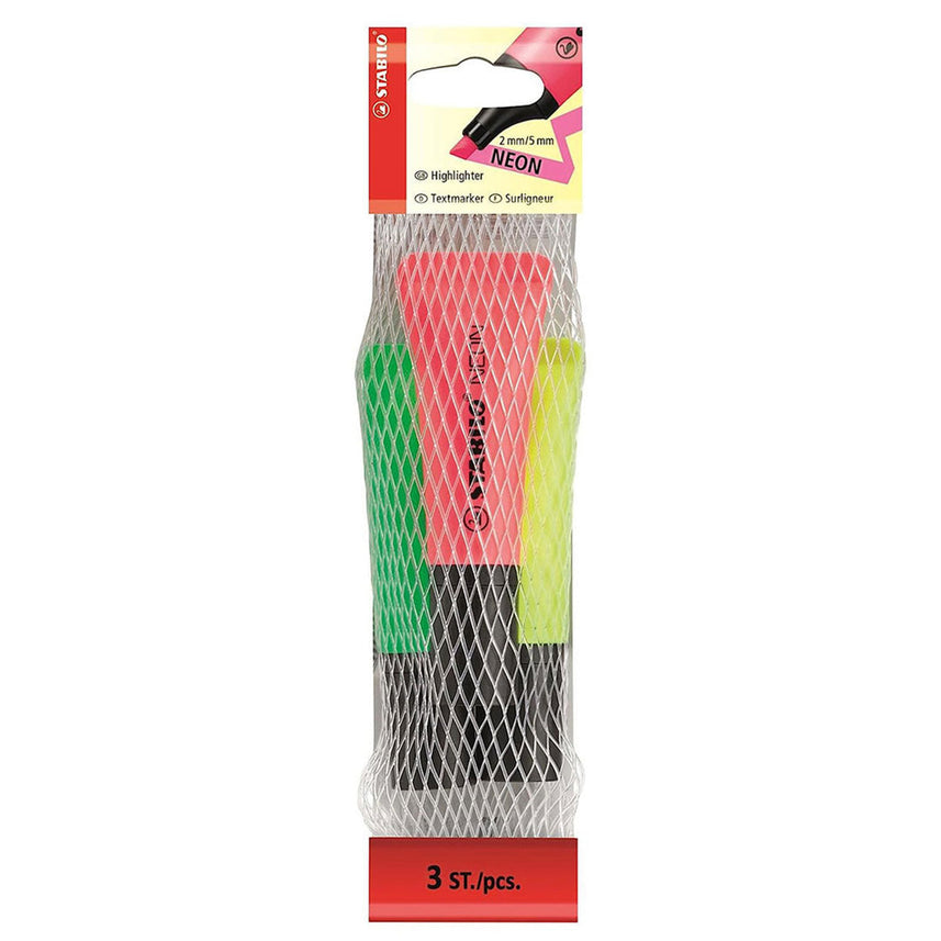 Stabilo | Neon Highlighter Pen | Pack Of 3 | Yellow, Green, Pink