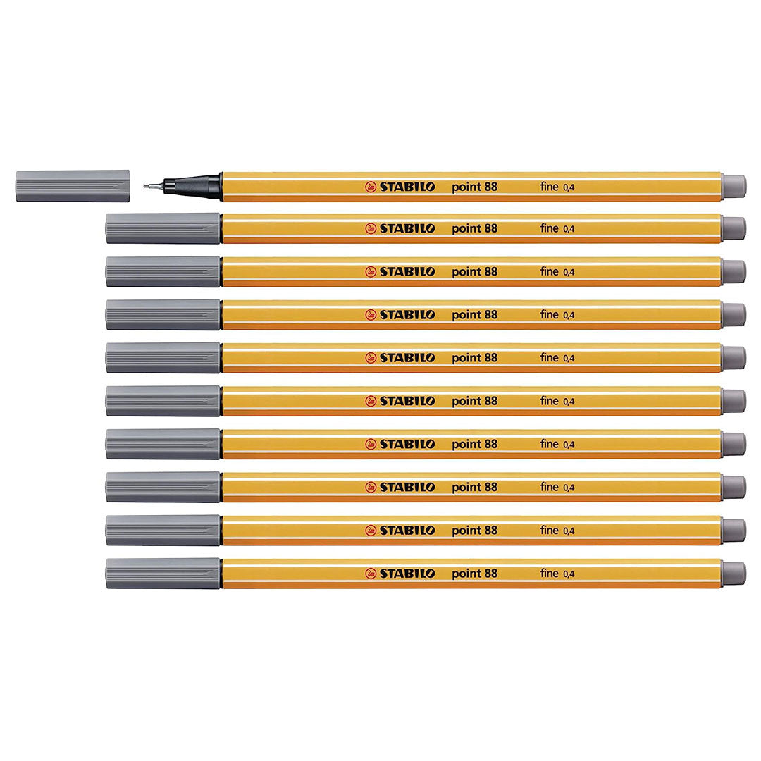 Stabilo | Point 88 | Fineliner | Dark Grey | Pack Of 10