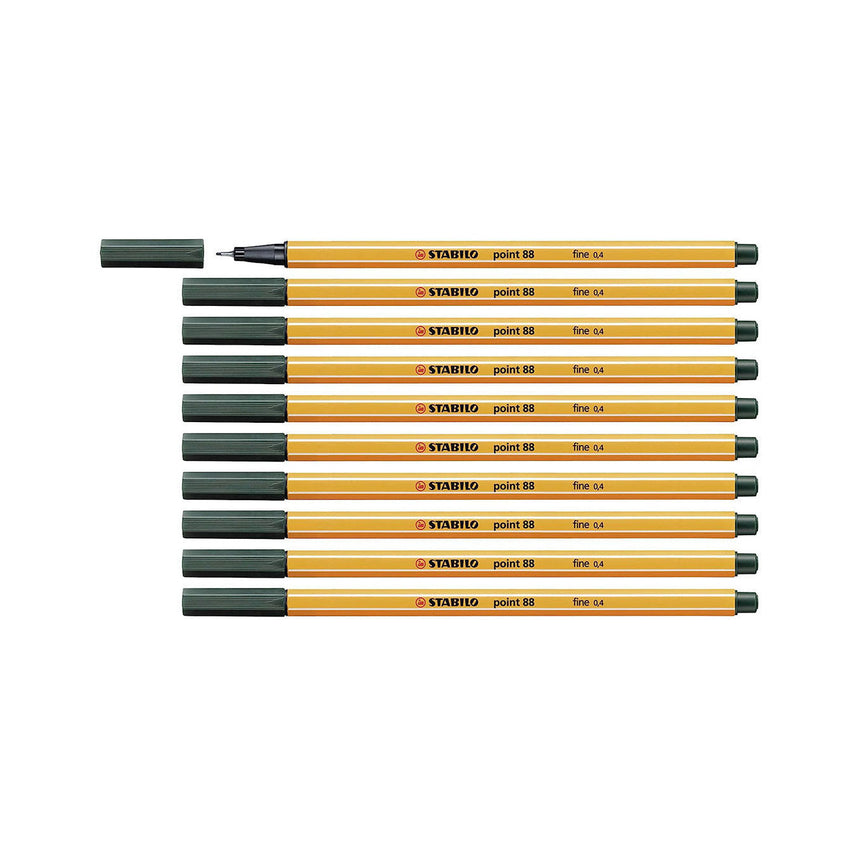 Stabilo | Point 88 | Fineliner | Olive Green | Pack Of 10