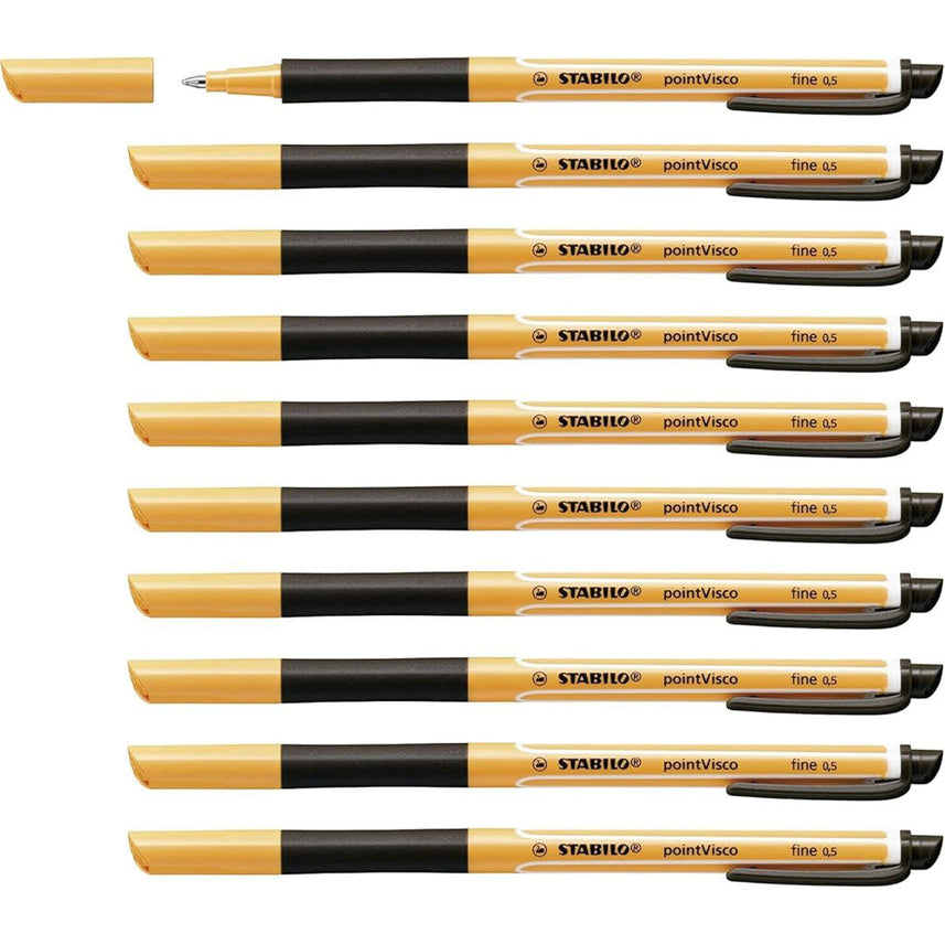 Stabilo | Point Visco | Black | Pack Of 10 | Roller Ball Point Pen
