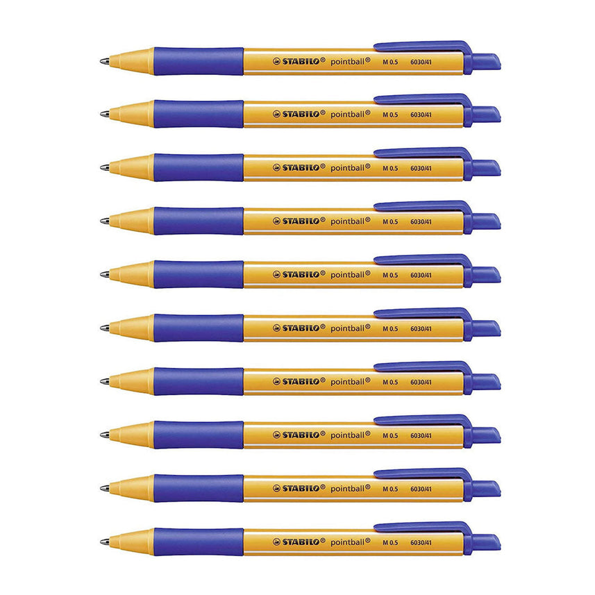 Stabilo Pointball Ballpoint Pen in Blue – 10 Pcs