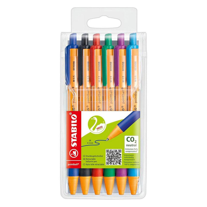 Stabilo | Pointball | Ballpoint Pen | Multicolored | Pack Of 6