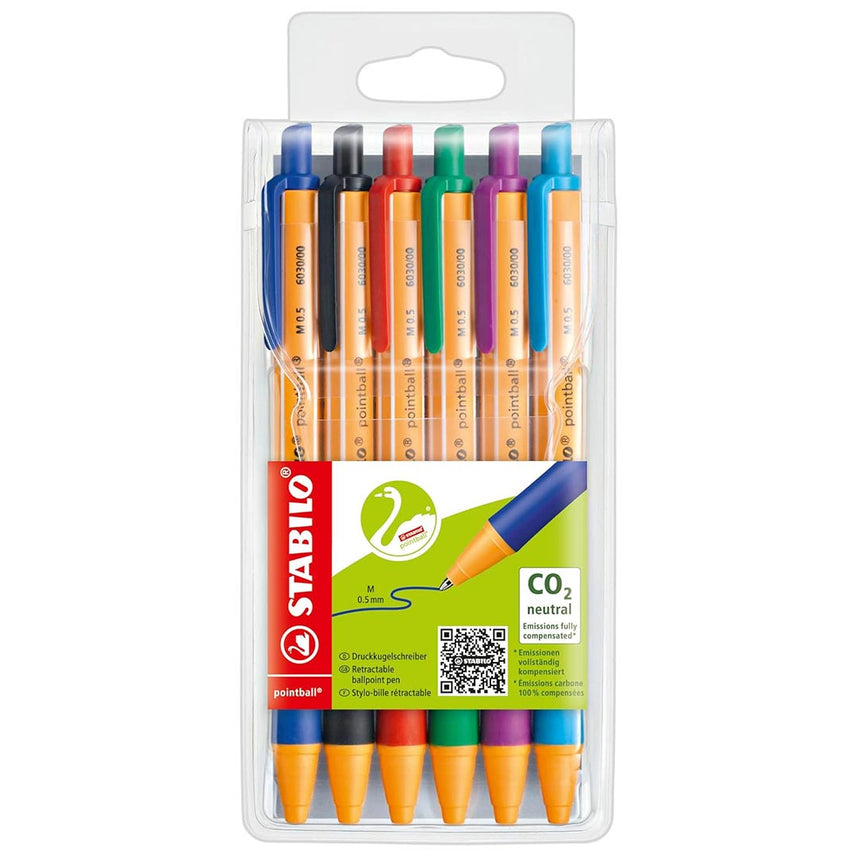Stabilo | Pointball | Ballpoint Pen | Multicolored | Pack Of 6