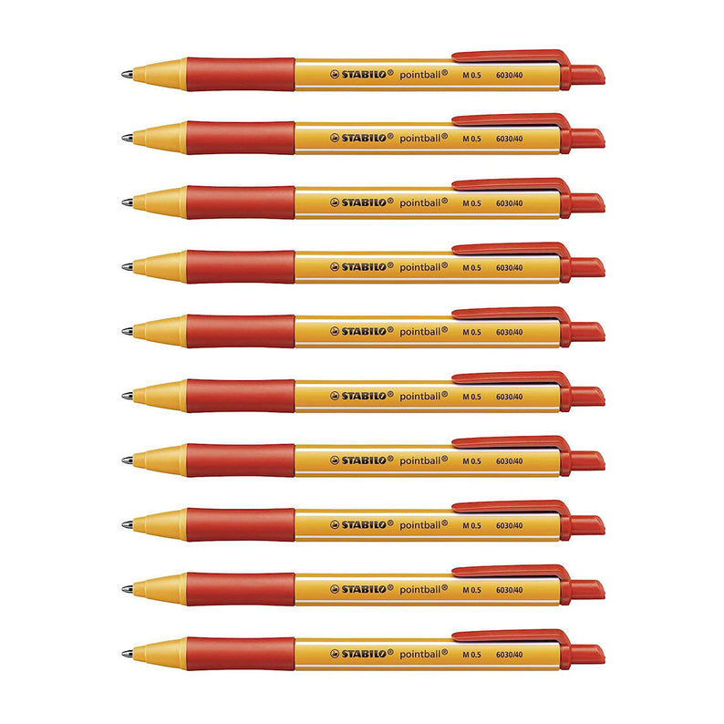 Stabilo | Pointball | Ballpoint Pen | Red | Pack Of 10