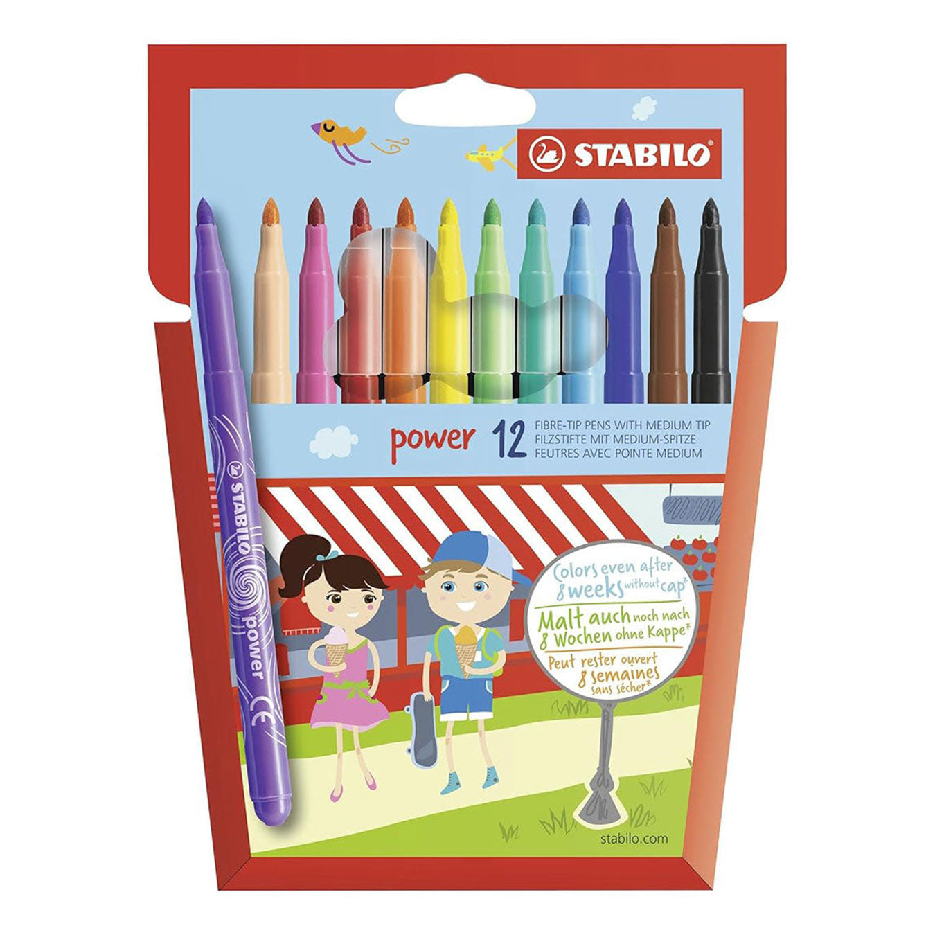 Stabilo | Power | Fibre-Tip | Pack of 12 | Assorted Colours