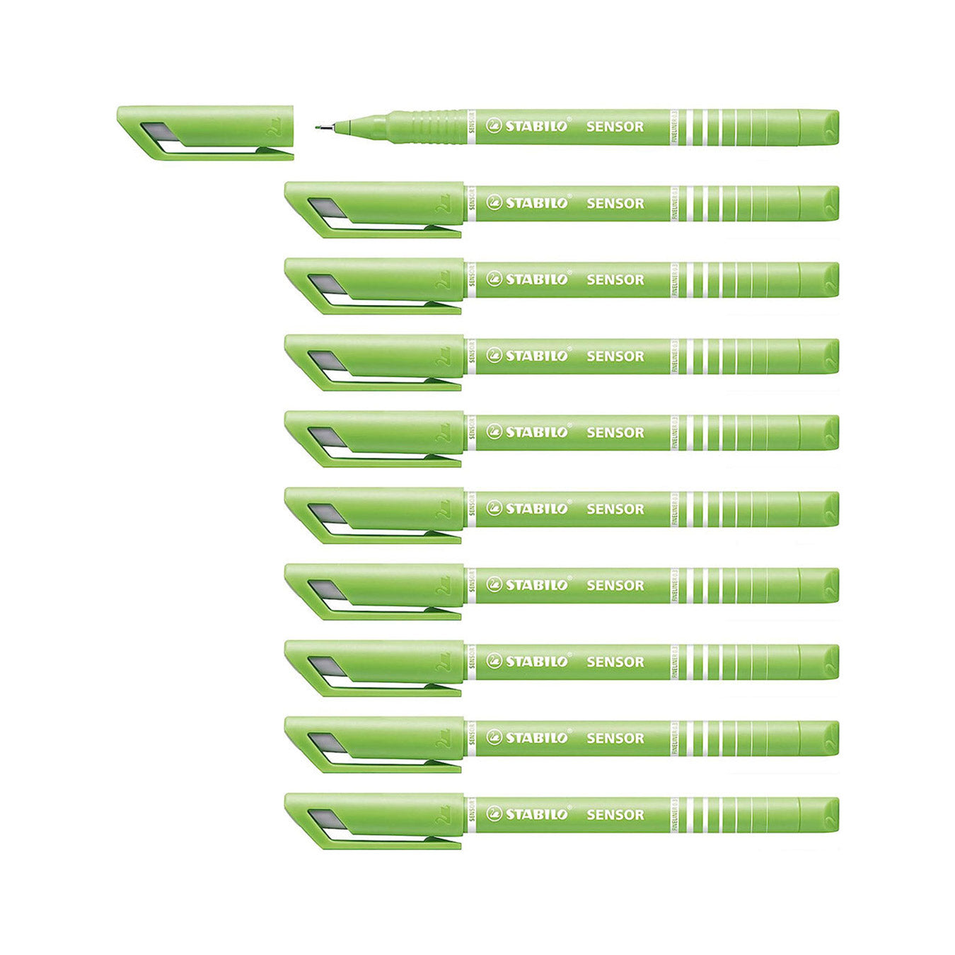 STABILO Sensor Fine Tip Fineliner Pen in Light Green (Set of 10)
