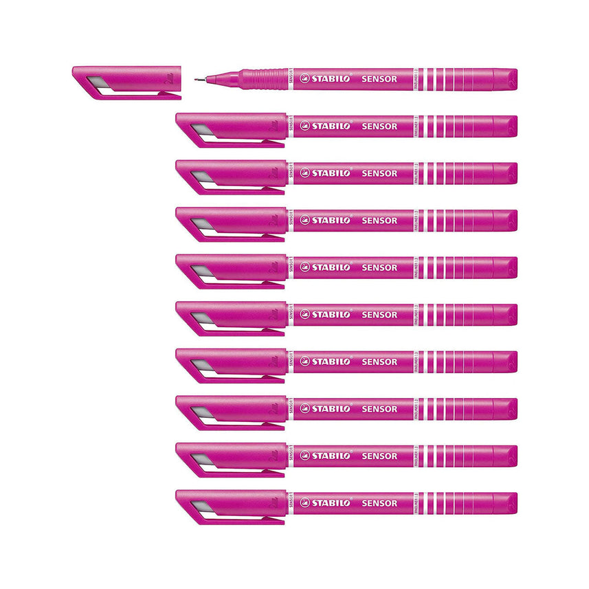 STABILO Sensor Fine Tip Fineliner Pen in Pink (Set of 10)