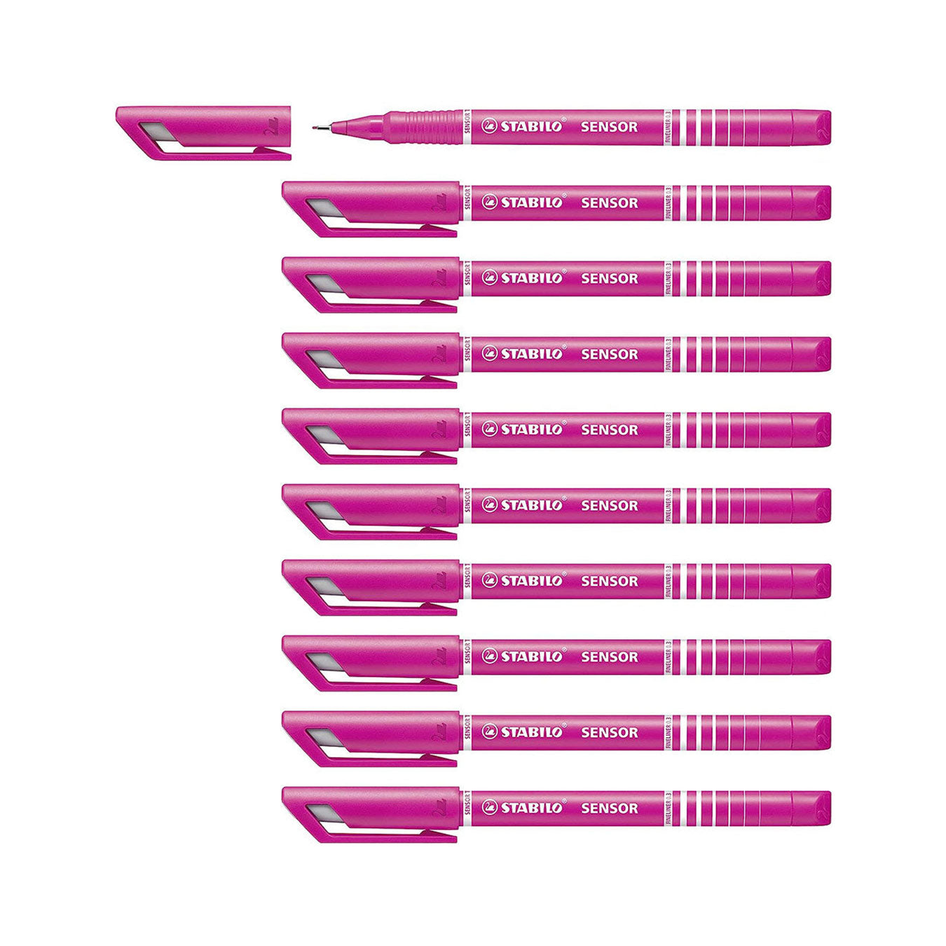 STABILO Sensor Fine Tip Fineliner Pen in Pink (Set of 10)