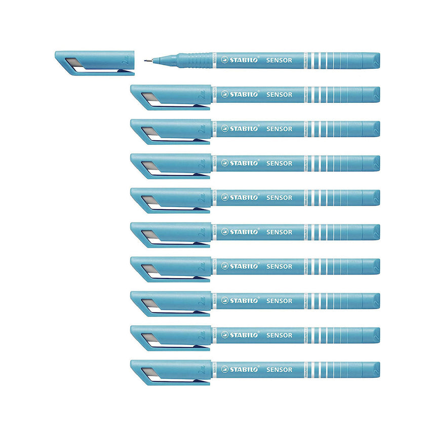STABILO Sensor Fine Tip Fineliner Pen in Turquoise (Set of 10)