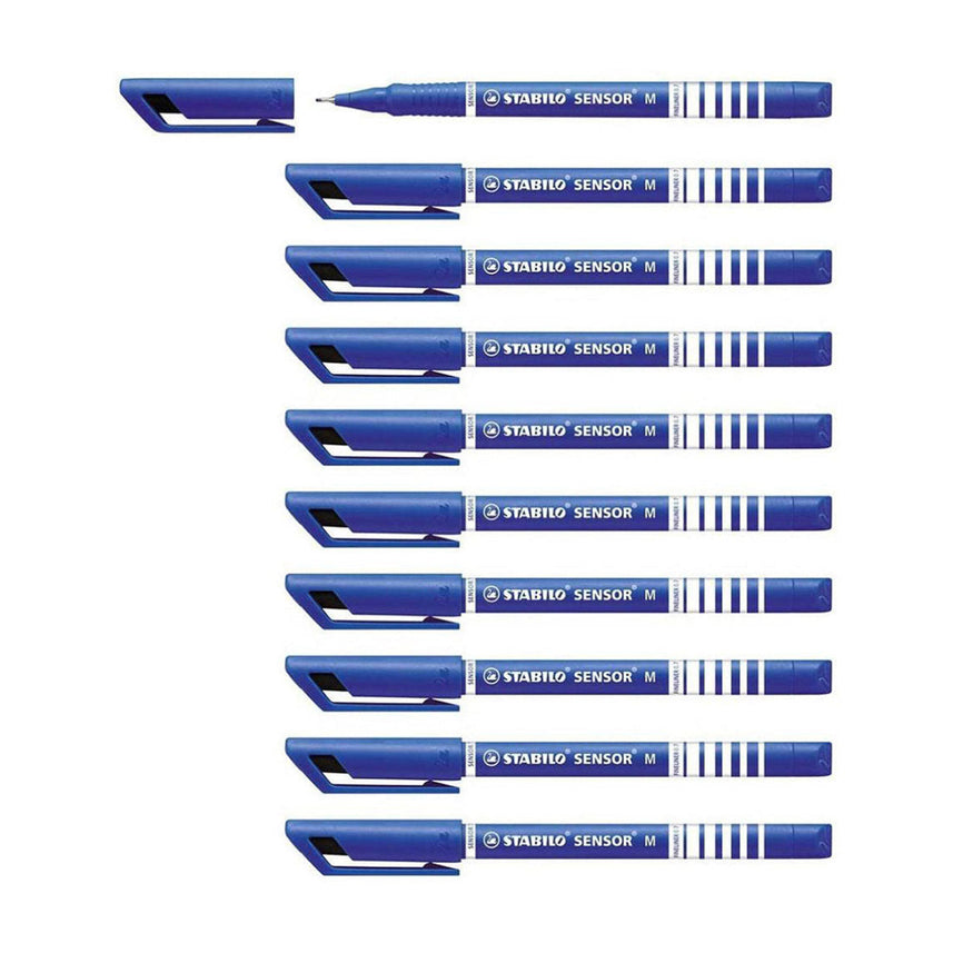 STABILO Sensor Medium Nib Blue Fineliner Pen (Set of 10)