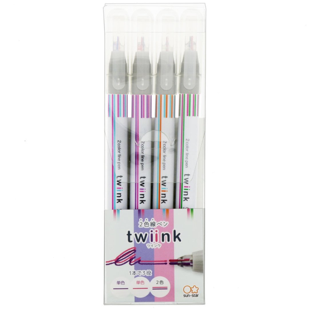 Sun Star Double Color Pens-Set Of 4 - SCOOBOO - S4540743 - Fineliner