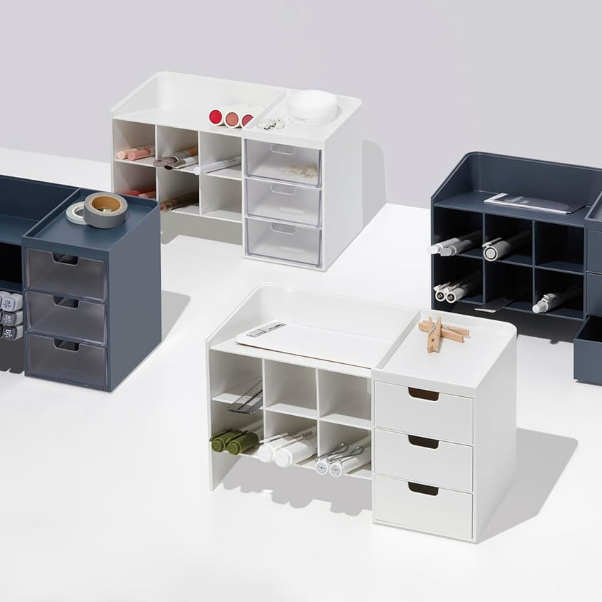 Sysmax Hive Stack Modular Desk Organizer with 3 Drawers – Persian Blue - penpencilink