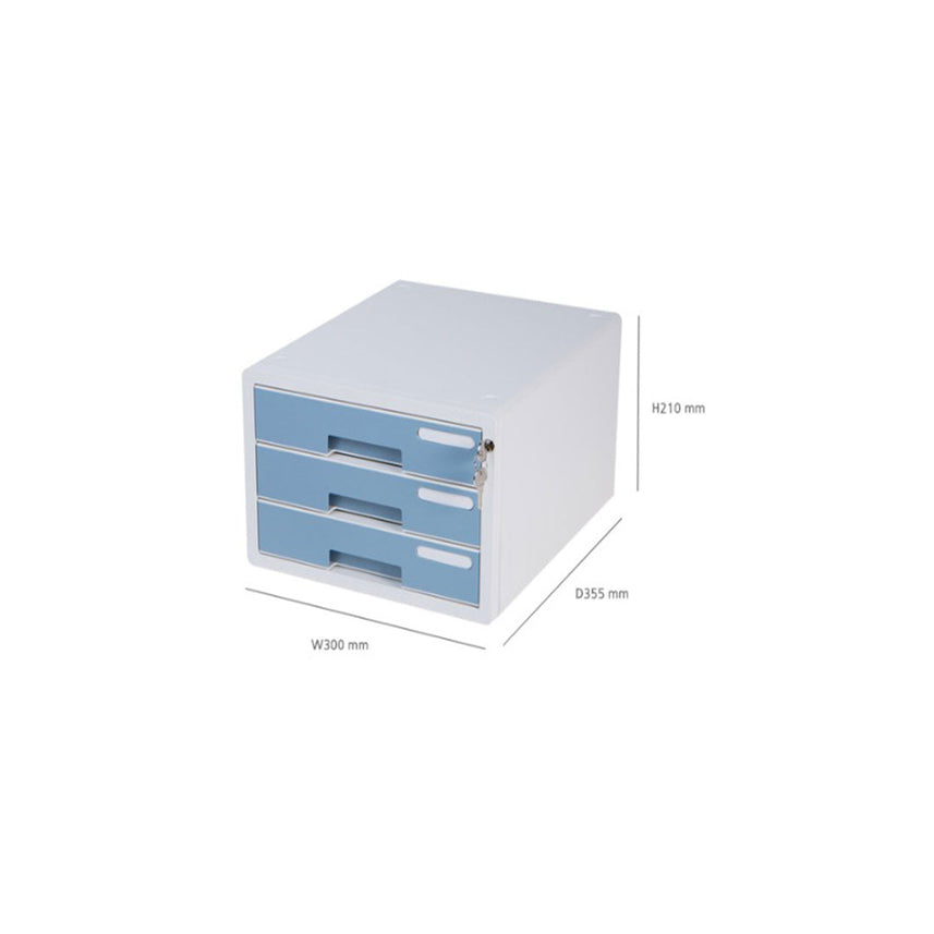 Sysmax | Lockable File Cabinet | 3 Drawers | Navy Blue|Deluxe Color | For Office School  & Hospital