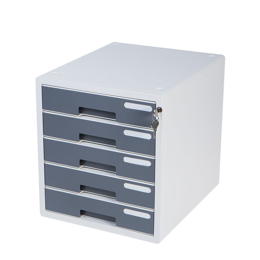 Sysmax Deluxe Color Lockable File Cabinet 5 Drawers - Grey