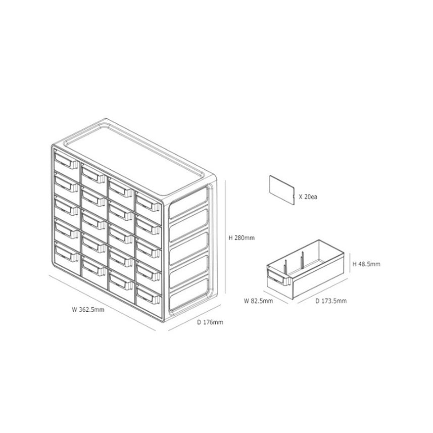 Sysmax | Multi Utility  Storage Box | 20 Drawers | Organizer | Yellow | Up System | For Office & Home