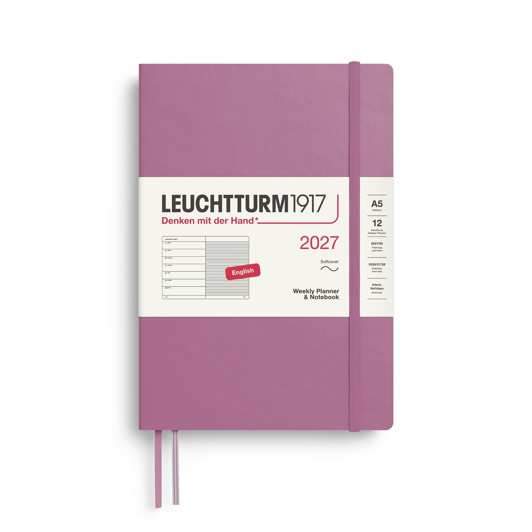 Leuchtturm1917 2027 Weekly Planner A5 Softcover - Dusty Rose