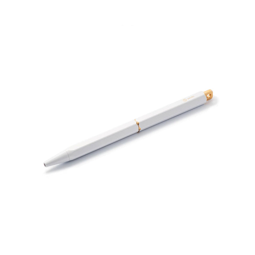Ystudio Classic Revolve Portable Ballpoint Pen Brass (White finish)