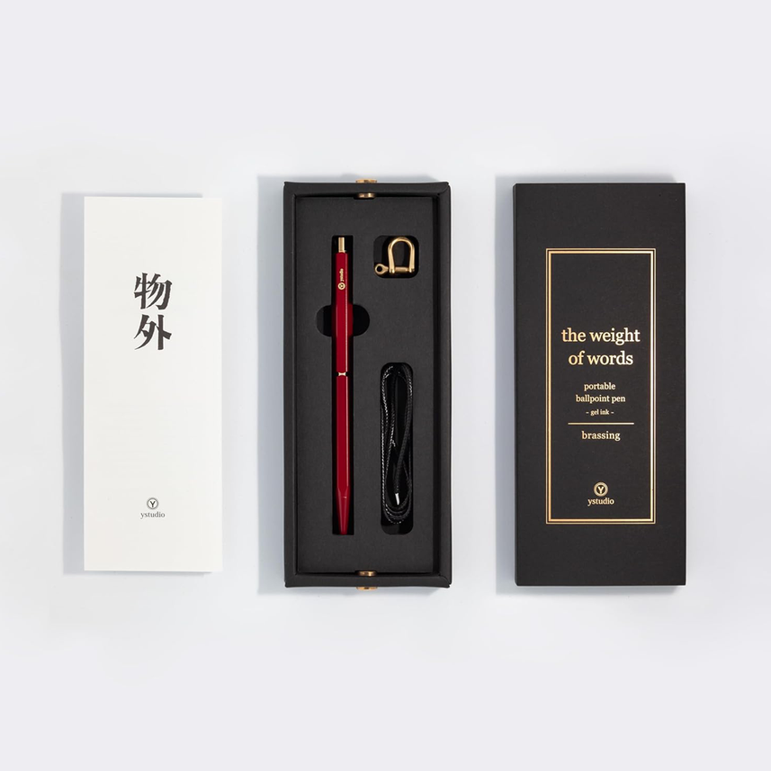 Ystudio Classic Revolve Portable Ballpoint Pen - Brass Red