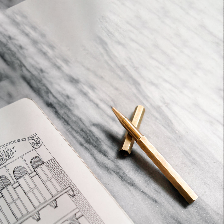 Ystudio | Classic Revolve | Rollerball Pen | Brass | Gold