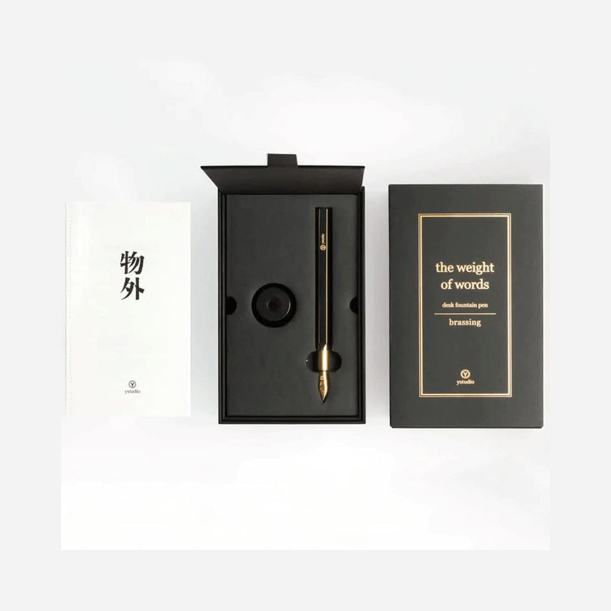 Ystudio Classic Revolve Desk Fountain Pen – Brassing Black
