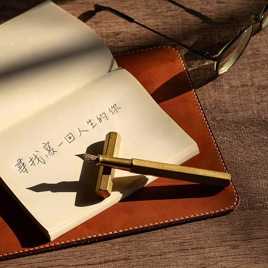 Ystudio Classic Revolve - Fountain Pen Brass Hexogon | Medium Nib