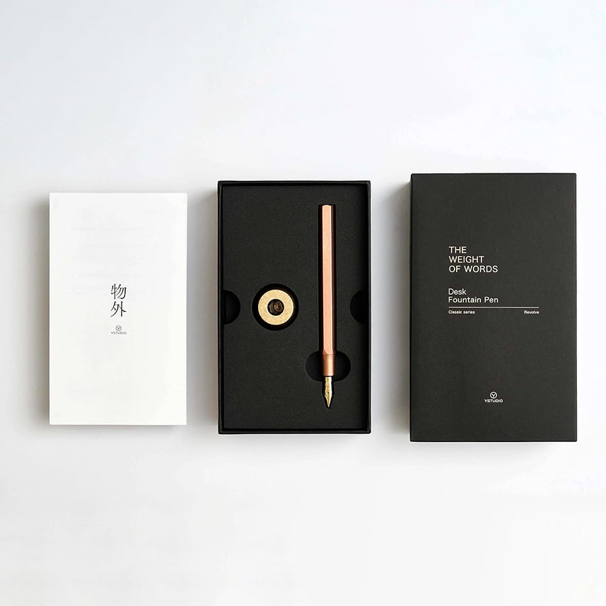 Ystudio | Fountain Pen | Classic Revolve | Fine Nib | Copper Converter (Included) Without Cap
