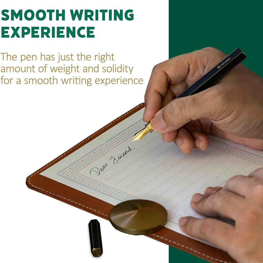 Ystudio Classic Revolve Fountain Pen - Green Hexogon | Medium Nib