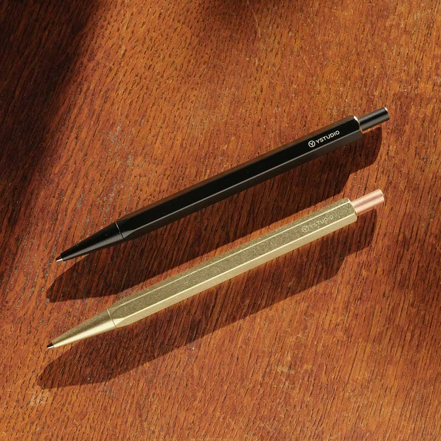 Ystudio | Mechanical Pencil | 0.7mm | Classic Revolve | Brass | Black | Pack of 1