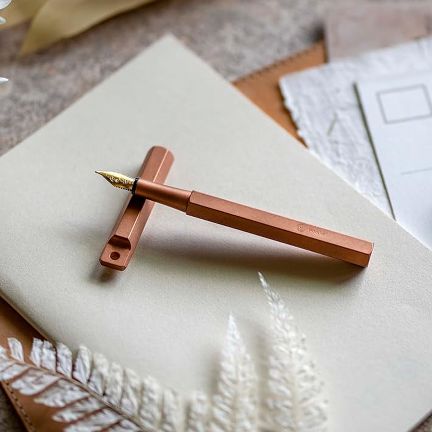 Ystudio | Portable Fountain Pen | Brassing Copper | Classic Revolve Series | Medium Nib