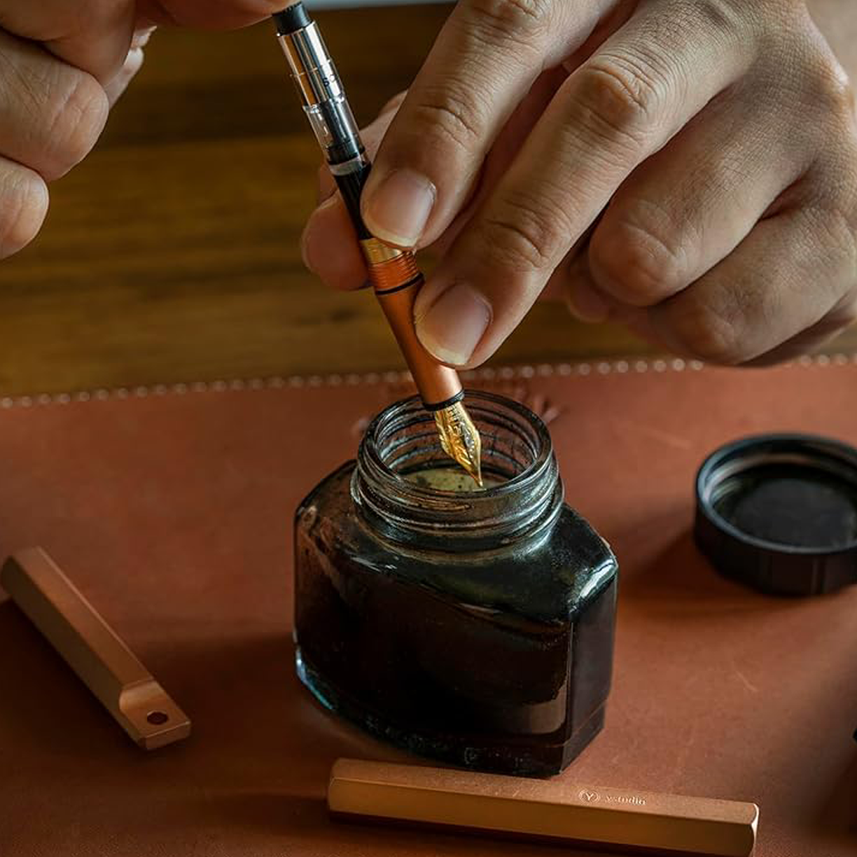 Ystudio | Portable Fountain Pen | Brassing Copper | Classic Revolve Series | Medium Nib