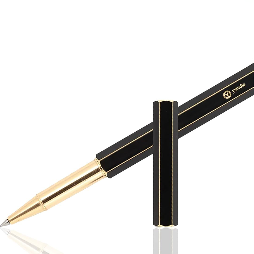 Ystudio | Rollerball Pen | Black Brassing | Six Shining Lines | Brass