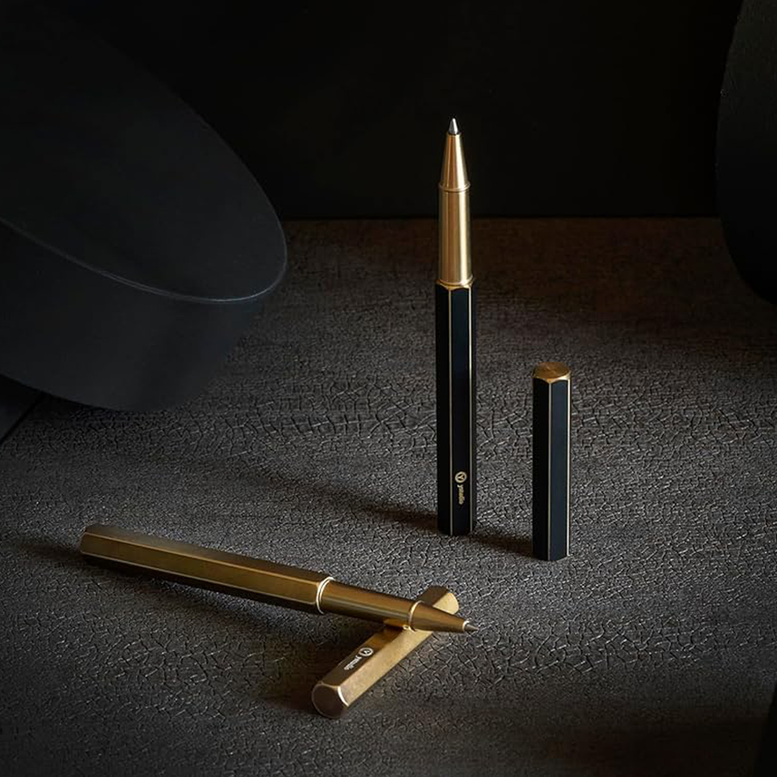 Ystudio | Rollerball Pen | Black Brassing | Six Shining Lines | Brass