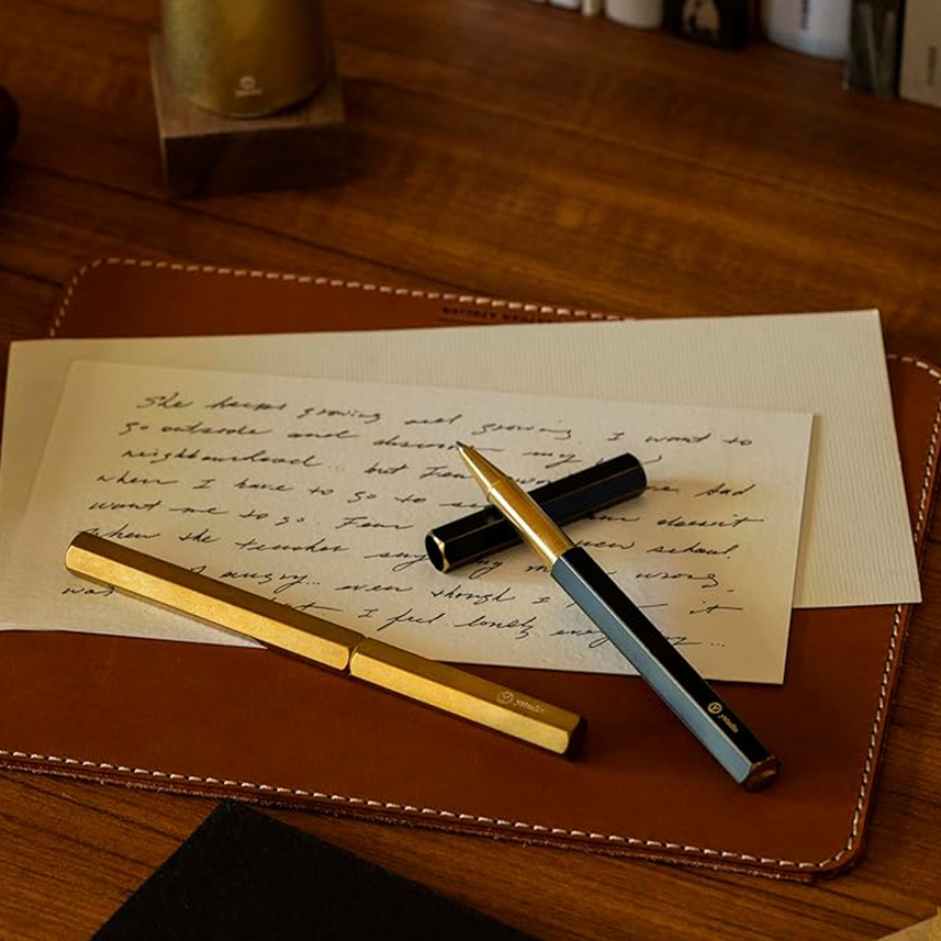 Ystudio | Rollerball Pen | Black Brassing | Six Shining Lines | Brass