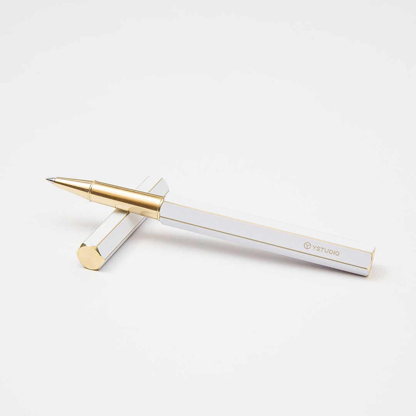 Ystudio | Rollerball Pen | Classic Revolve | Brass White