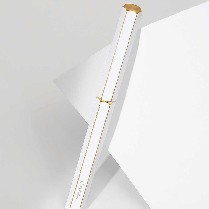 Ystudio | Rollerball Pen | Classic Revolve | Brass White