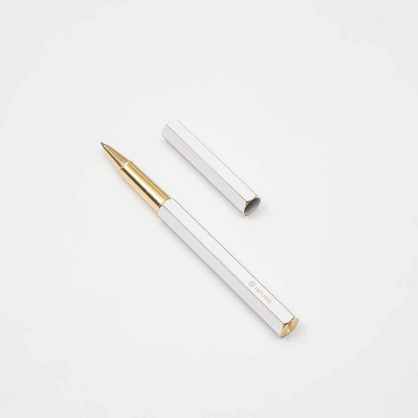 Ystudio | Rollerball Pen | Classic Revolve | Brass White