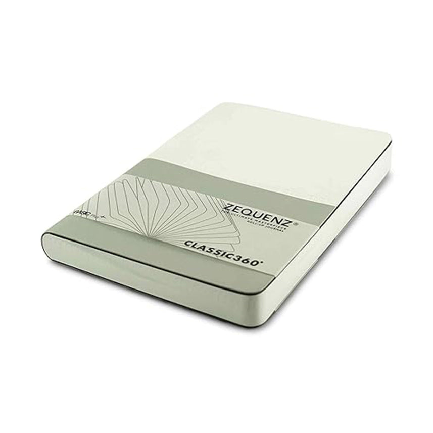 Zequenz A5 Size White Silver Notebook Squared & Blank Acid Free Paper 200 Pages each Ruling 400 Pages 70GSM 360 Degree Flexibility 100% Handmade PU and White paper Basic Plus Series