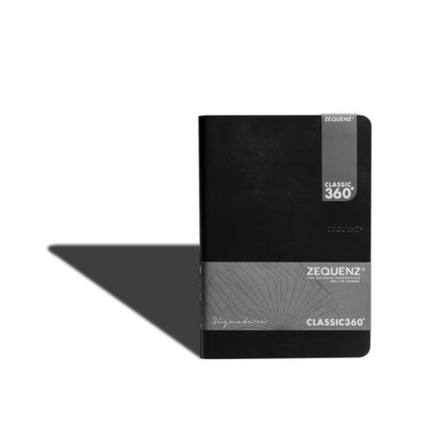 Zequenz Classic 360 Degree Signature Lite Series Hand Bound Soft Cover A5 Size Blank Journal Notebook Diary with Black Cover & White Premium Paper, 200 Pages for Notes Writing Doodling Drawing