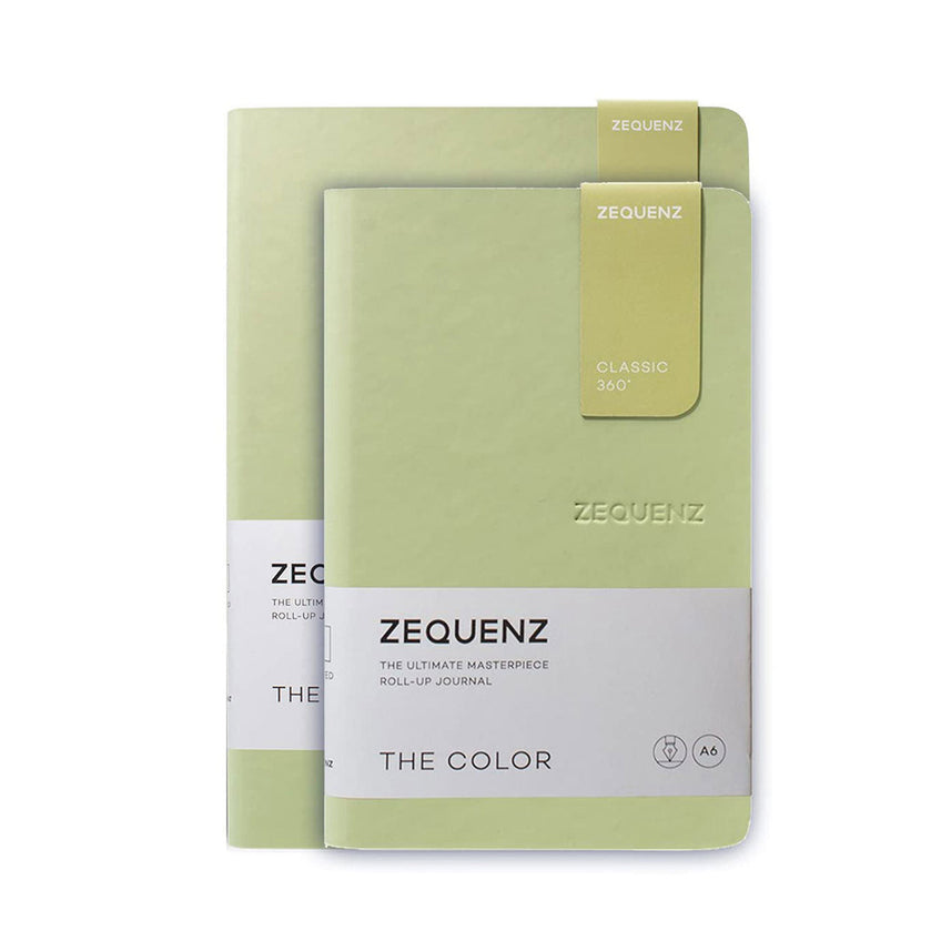 Zequenz A5 & A6- Olive Green Notebook Set Ruled Acid Free Paper 200 Pages Each 80GSM 360 Degree Flexibility 100% Handmade Fountain Pen Friendly Color Series Pack of 2 Notebooks