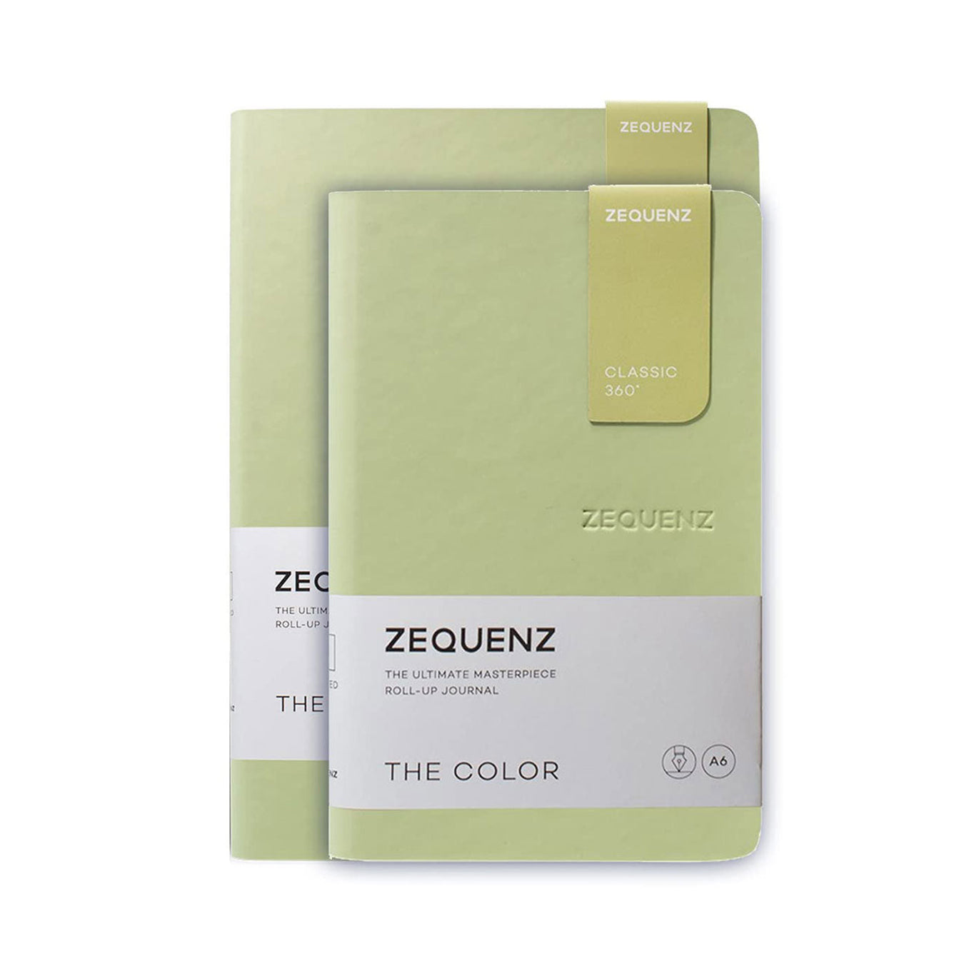Zequenz A5 & A6- Olive Green Notebook Set Ruled Acid Free Paper 200 Pages Each 80GSM 360 Degree Flexibility 100% Handmade Fountain Pen Friendly Color Series Pack of 2 Notebooks