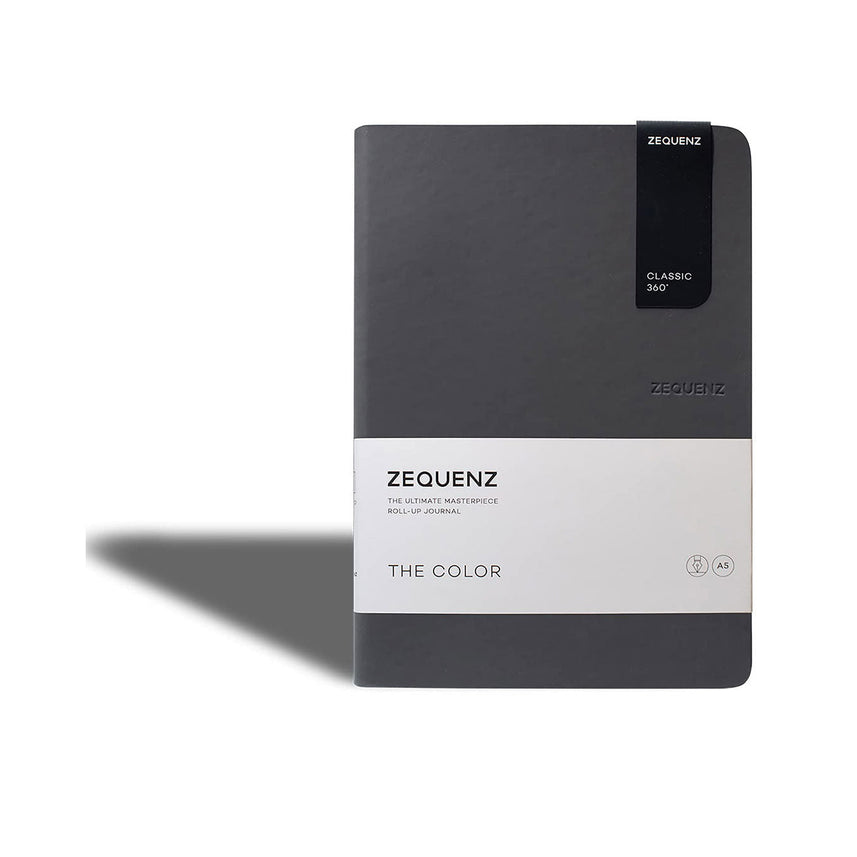 Zequenz A5 Size Storm Grey Slim Notebook Squared Acid Free Paper 200 Pages 80GSM 360 Degree Flexibility 100% Handmade Fountain Pen Friendly Color Series Bookmark Included