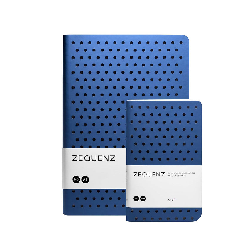 Zequenz Notebook Gift Set A5 and A6 | Air Series | Blue | Dotted | 400 and 256 Pages | 70GSM | 360 Degree Flexibility | Handmade | Soft PU Cover | Pack of 2