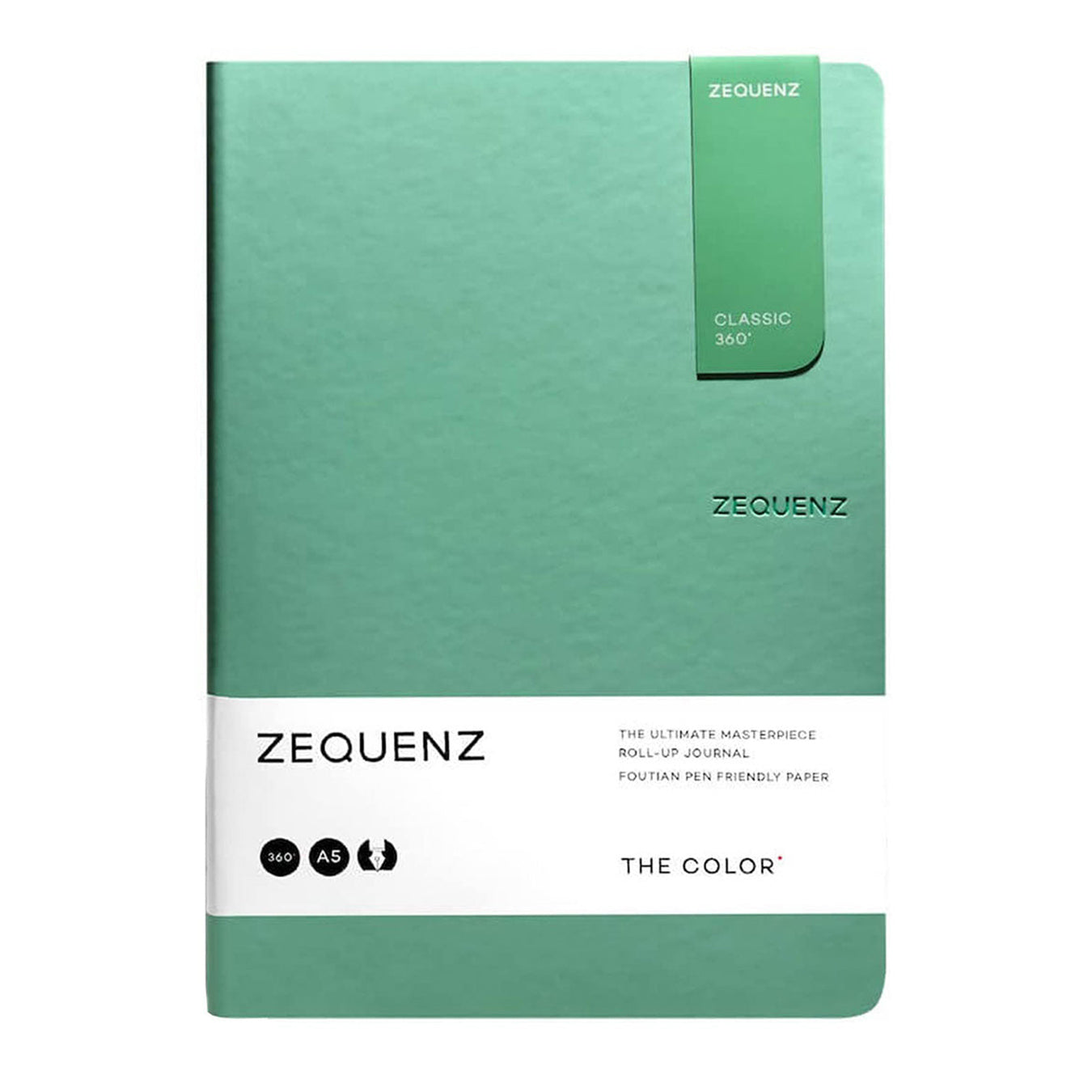 Zequenz A5 Size Fern Green Slim Notebook Squared Acid Free Paper 200 Pages 80GSM 360 Degree Flexibility 100% Handmade Fountain Pen Friendly Color Series Bookmark Included